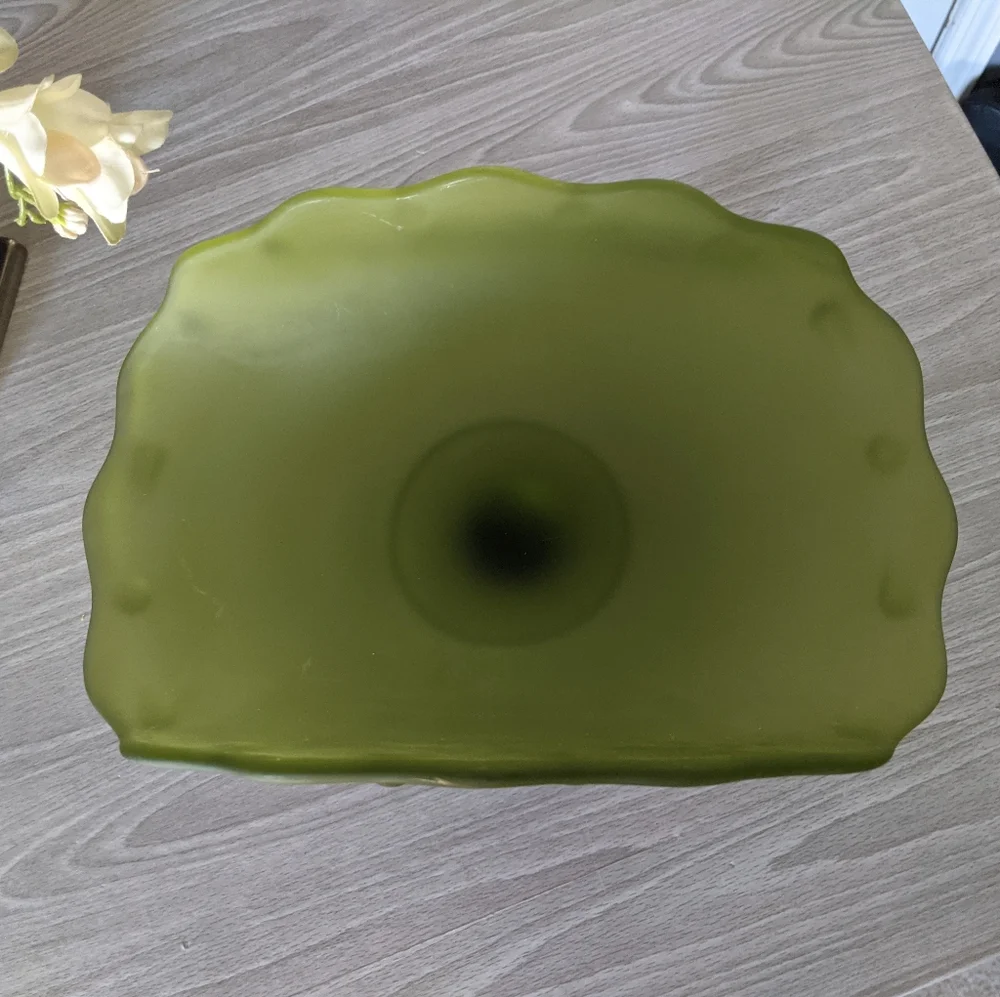 Vintage Indiana Green Frosted Glass Banana Stand